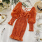Floral bubble sleeve hip dress