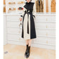 Manteau long en laine à lacets pour femme