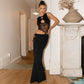 Autumn And Winter New Fashion Hollowed-out Slim Fit Patchwork Dress
