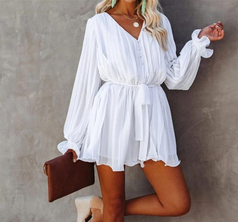 Robe jupe plissée en mousseline de soie