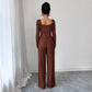 Metal Rose Buckle Slim-Fit Fashionable Womens Suit