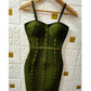 Robe à bretelles perlée faite à la main, jupe courte bandage