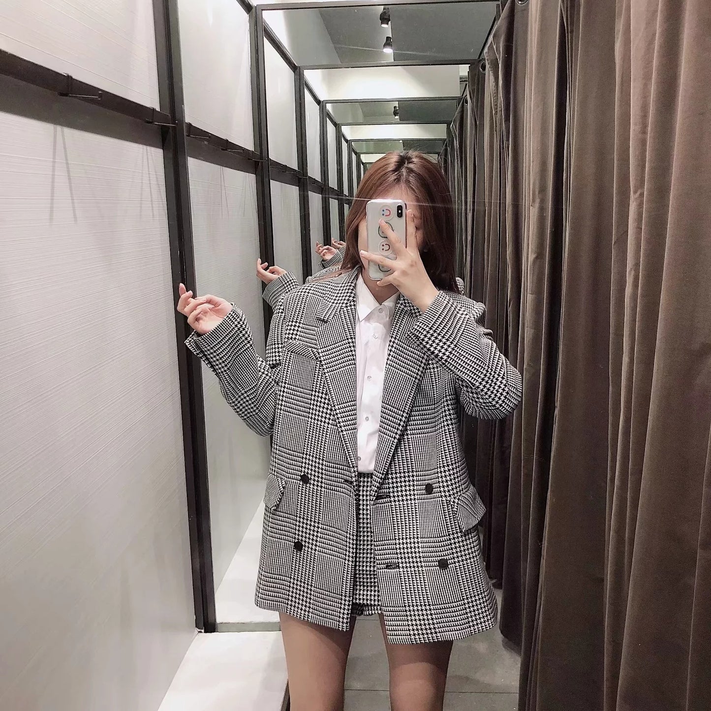 Houndstooth casual suit jacket
