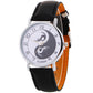 Women watch Yin-Yang Cute Cat Printed Faux Leather Band Analog Quartz Watch Clock Female