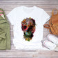 T-shirt personnalisé pour femme avec imprimé tête de mort, papillon et plante