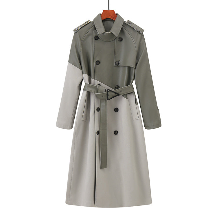 Women's Long Windbreaker Jacket Atmospheric Contrast Color