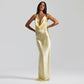 Women's V-neck Halter-Neck Lace-Up Bodycon Dress