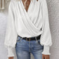 Women's Elegant Women's V-neck Lantern Sleeve Style Solid Color Shirt