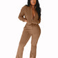 Stylish casual zipper jumpsuit
