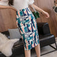 spring and summer split high-waist stretch slim fit hip skirt