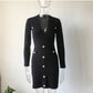 Knit Dress, Base Skirt, Temperament Was Thin, Solid Color V-Neck Long-Sleeved Hip Skirt
