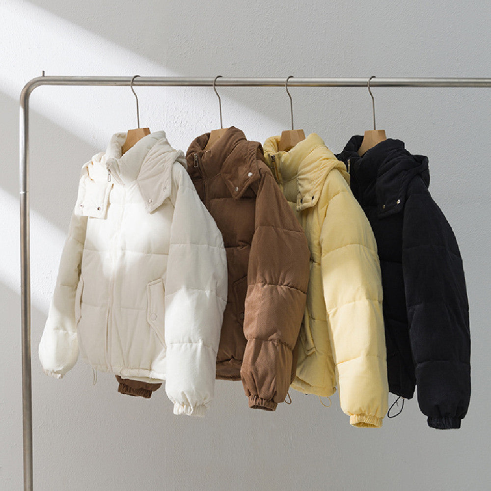 Veste matelassée en velours côtelé pour femme, à la mode