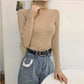 Pull chaud à manches longues et col haut pour femme