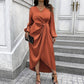 New Solid Color Long Sleeve V-neck Plus Size Women's Dress