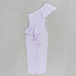 Women's Split Bandage Draped Dress Design One Shoulder