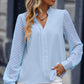 V-neck Long-sleeved Chiffon Shirt Lace Stitching Solid Color Tops Women Clothing