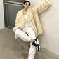 Coat Fur Collar Coat Women's Fashion Loose And Lazy Style Mid-length Artificial Wool