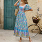 Holiday Floral Print A- Line Dress Women's Clothing
