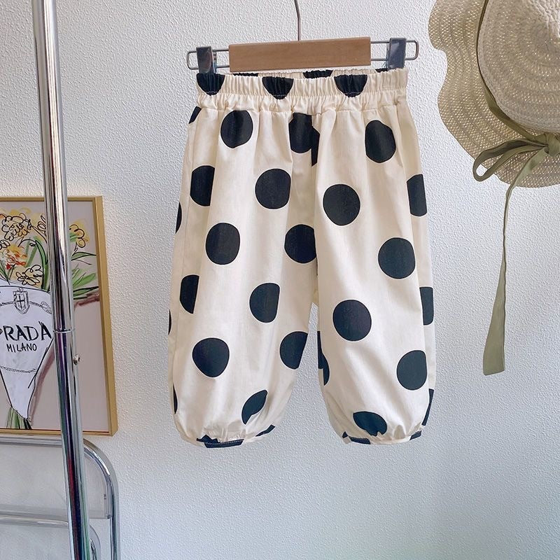 Girls' Fashionable Vest Polka Dot Bloomers Sleeveless Suit