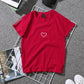 Embroidery Love Summer New Letters All-match Short Sleeve