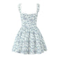 Elegant Celadon Print Keel Support Girdle Mini Dress