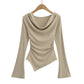 Women's American-style Off-shoulder Flared Long-sleeved Base