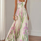 Sleeveless Formal Pleated Printed Dress