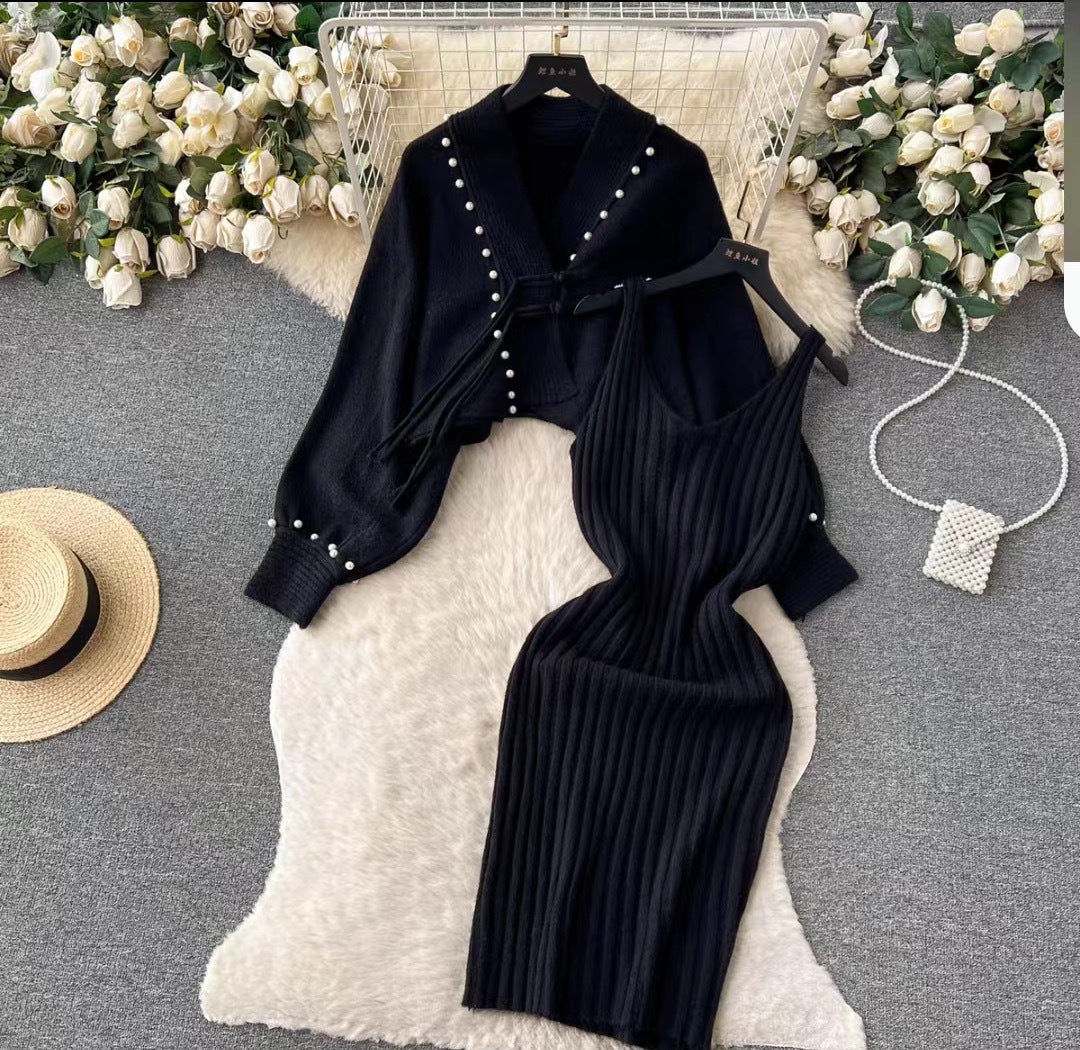 Women's Two-Piece Set V-Neck Slip Dress