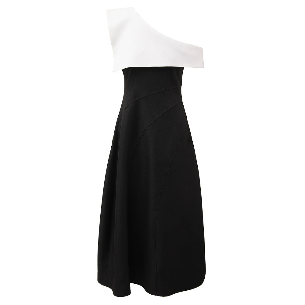 Robe d'été élégante à épaules dénudées et patchwork