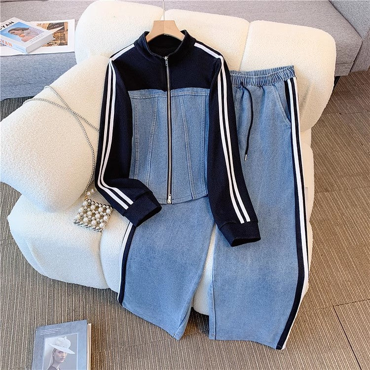 Womens Fashion Two-Piece Long-Sleeve Set With Zipper