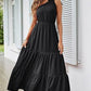 New Women's Solid Color Long Dress Knot One Shoulder Sleeveless Pleated