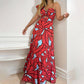 European And American Elegant Fashion Print Sleeveless Cutout Sling Dress