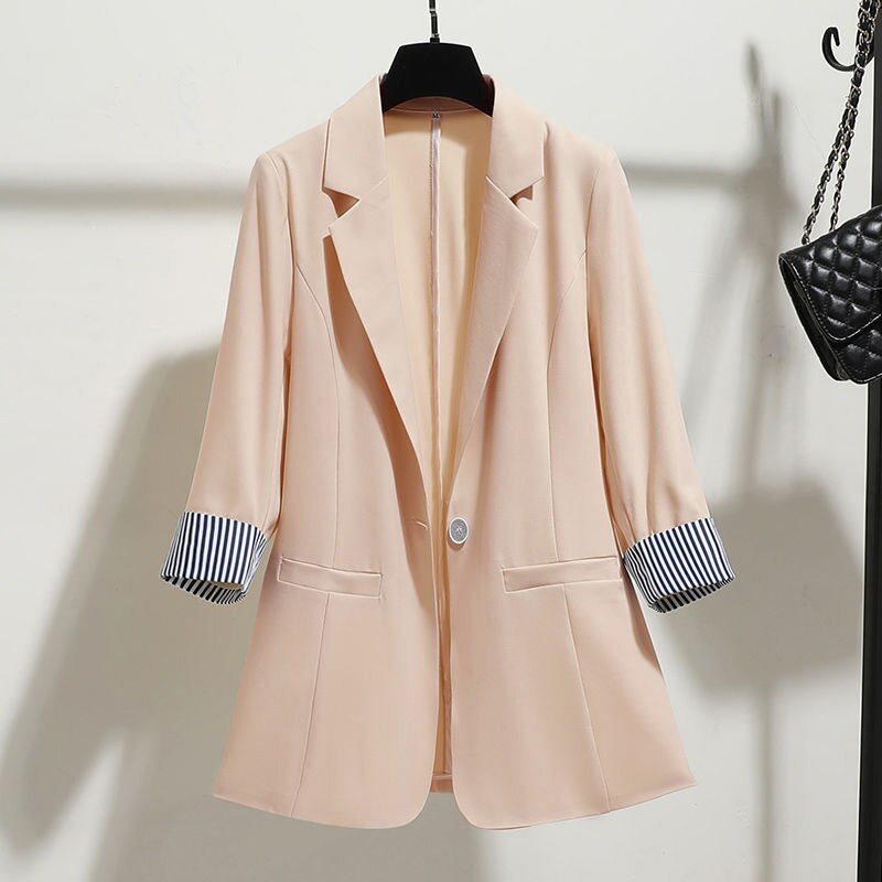 Korean Style Slim Drape Thin Three-quarter Sleeve Suit Top