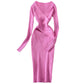 Retro Deep V-neck Knitted Dress