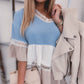 Women's Contrasting Color Flare Sleeve V-Neck Loose Top