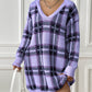 Robe à carreaux à col en V, décontractée, ample, à manches longues, vêtements pour femmes, automne et hiver