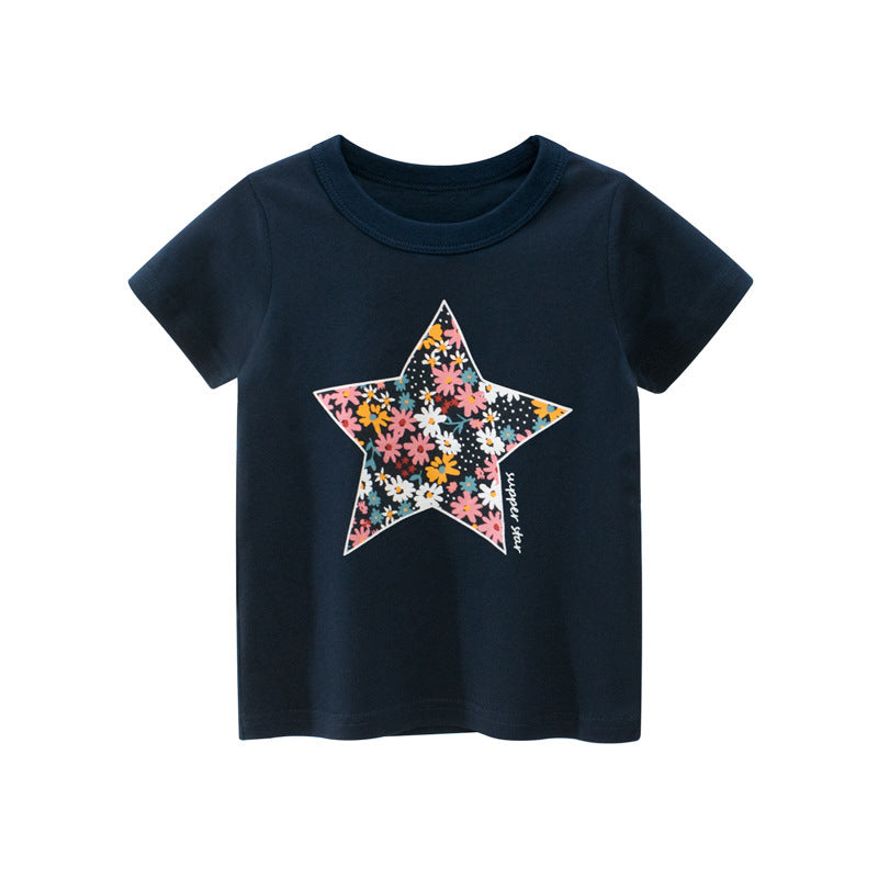 T-shirt d'été à manches courtes pour filles, vêtements pour enfants
