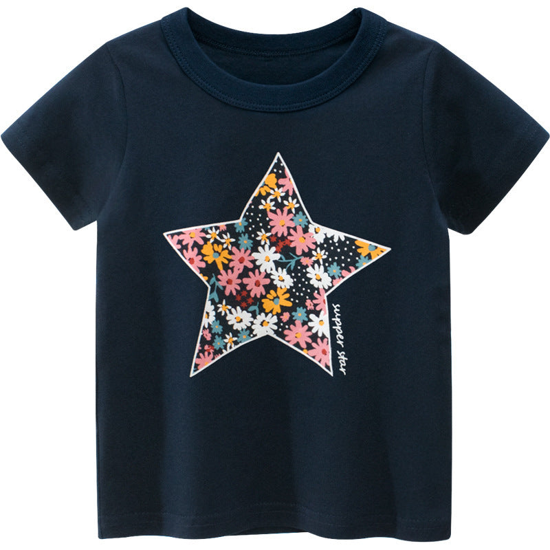 T-shirt d'été à manches courtes pour filles, vêtements pour enfants