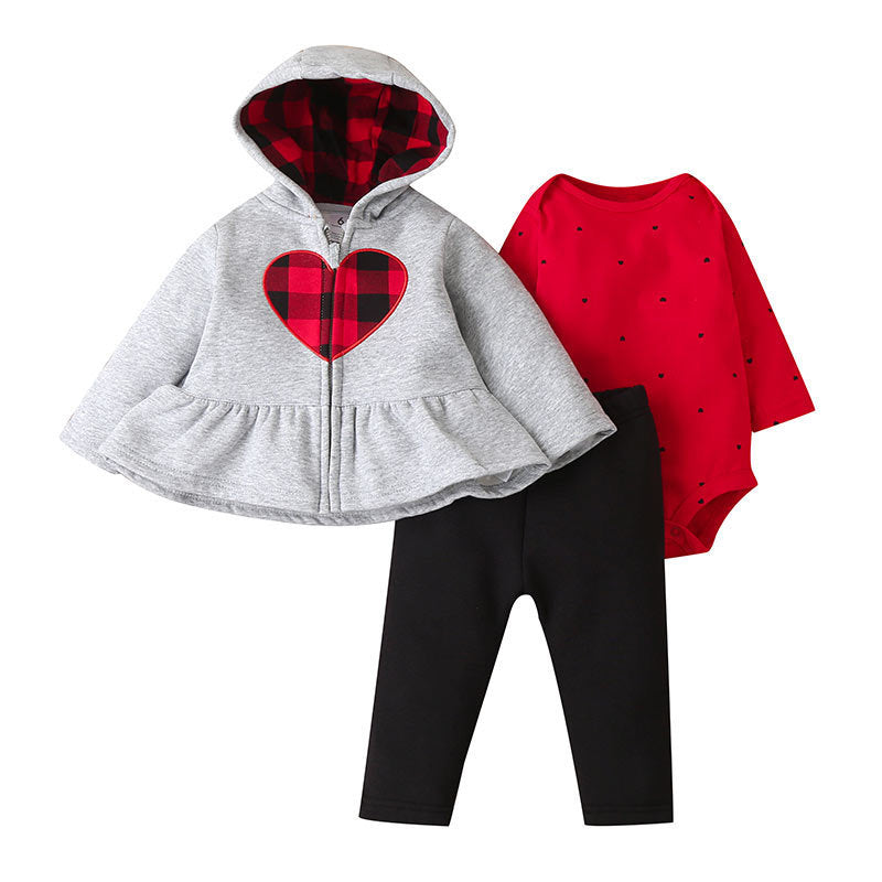 Autumn and Winter Baby Cartoon Three-Piece Suit