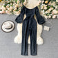 One-Line Neck Strapless Puff Sleeve Jumpsuit Women