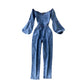 One-Line Neck Strapless Puff Sleeve Jumpsuit Women