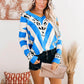V-Neck Striped Leopard Print Sweater