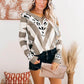 V-Neck Striped Leopard Print Sweater