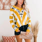 V-Neck Striped Leopard Print Sweater
