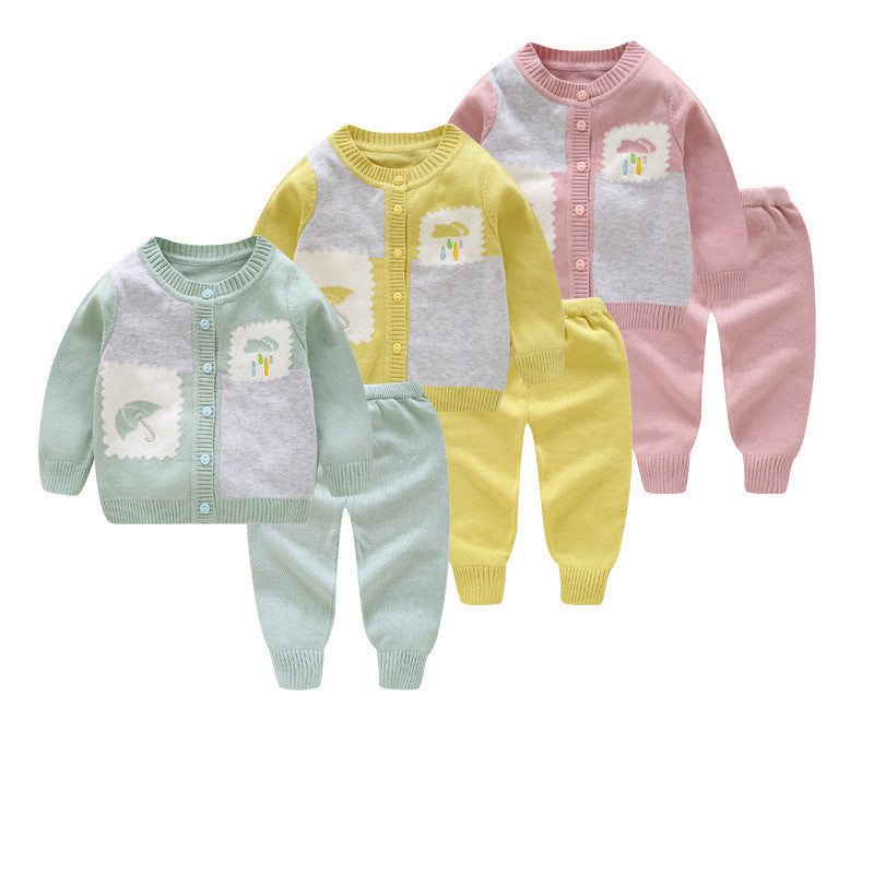 Baby's Sweater 2-Piece Set Girls' Thin Knitting Bottom Coat