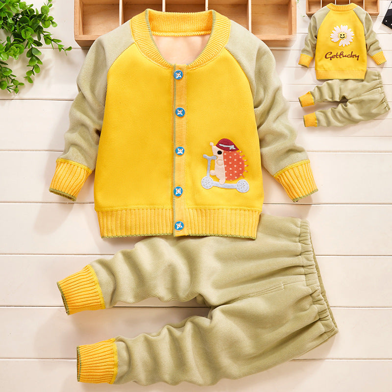 Pull en tricot pour bébé, cardigan épais, ensemble deux pièces pour bébé