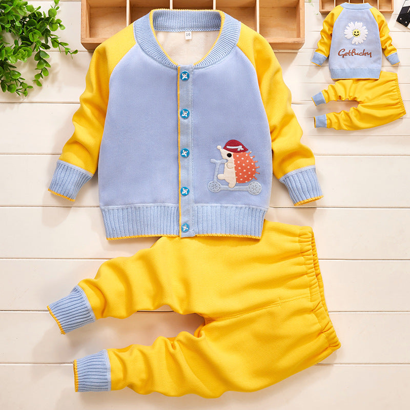 Pull en tricot pour bébé, cardigan épais, ensemble deux pièces pour bébé