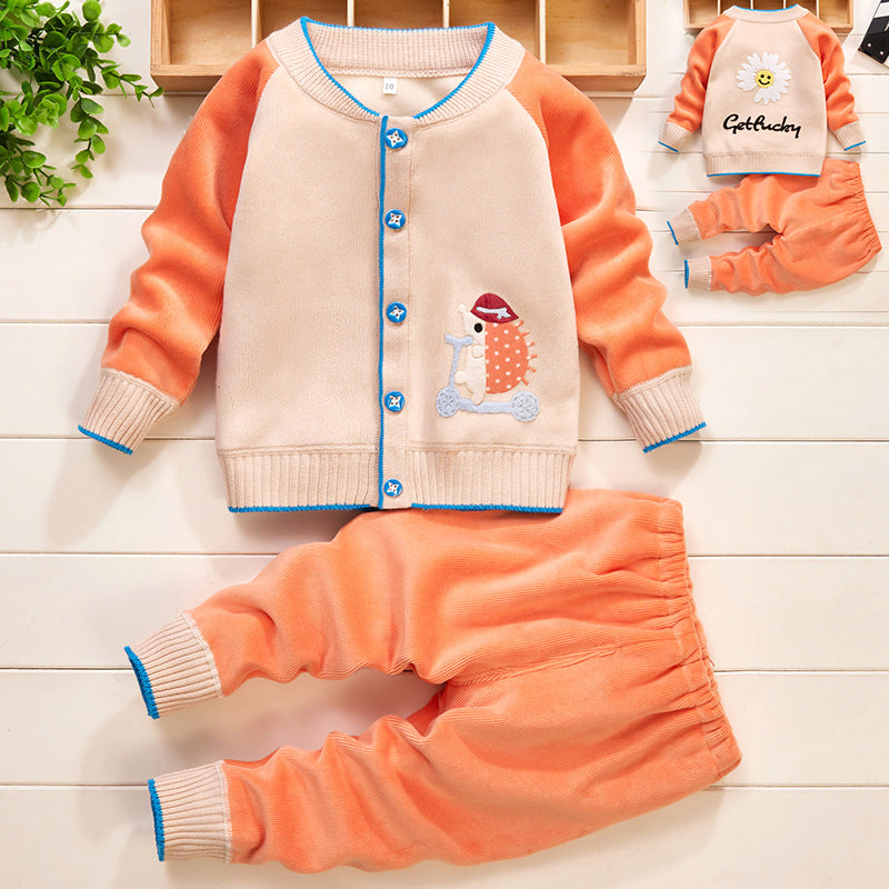 Pull en tricot pour bébé, cardigan épais, ensemble deux pièces pour bébé