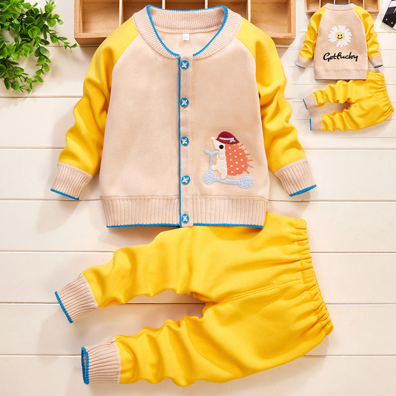 Pull en tricot pour bébé, cardigan épais, ensemble deux pièces pour bébé