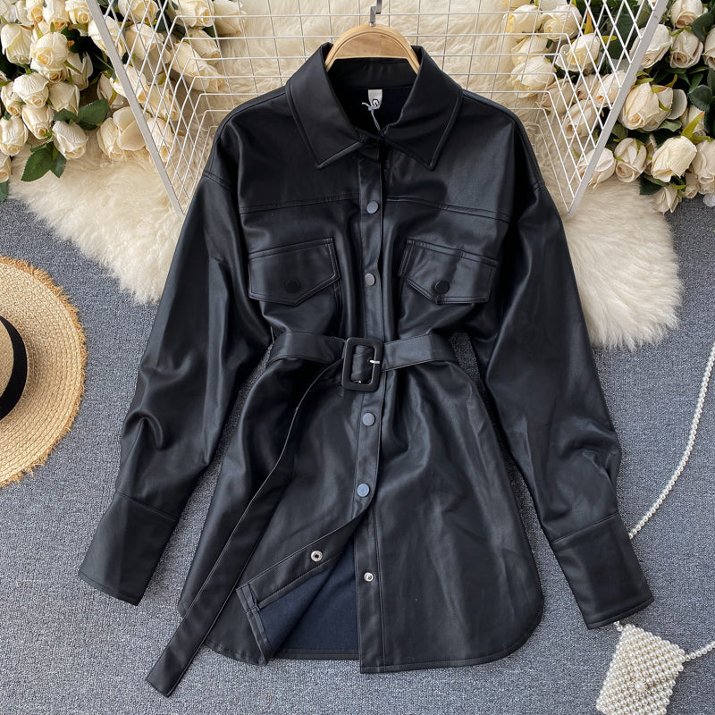 Net Red Same Style Autumn and Winter PU Leather Jacket Women